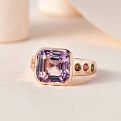 Rose De France Amethyst, Mehrfarbiger Turmalin Ring, 925 Silber Rosévergoldet, (Größe 18.00) Ca. 5.12 Ct 10 Rose De France Amethyst, Mehrfarbiger Turmalin Ring, 925 Silber Rosévergoldet, (Größe 18.00) Ca. 5.12 Ct -Schmuck Shoplc 7560233 1