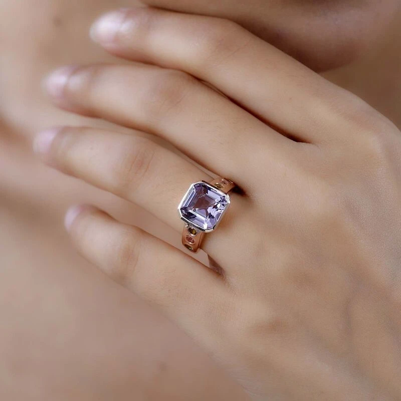 Rose De France Amethyst, Mehrfarbiger Turmalin Ring, 925 Silber Rosévergoldet, (Größe 18.00) Ca. 5.12 Ct 5 Rose De France Amethyst, Mehrfarbiger Turmalin Ring, 925 Silber Rosévergoldet, (Größe 18.00) Ca. 5.12 Ct – Bild 3