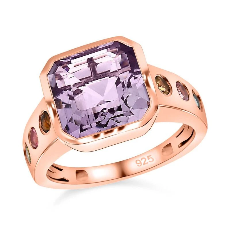 Rose De France Amethyst, Mehrfarbiger Turmalin Ring, 925 Silber Rosévergoldet, (Größe 18.00) Ca. 5.12 Ct 6 Rose De France Amethyst, Mehrfarbiger Turmalin Ring, 925 Silber Rosévergoldet, (Größe 18.00) Ca. 5.12 Ct – Bild 4