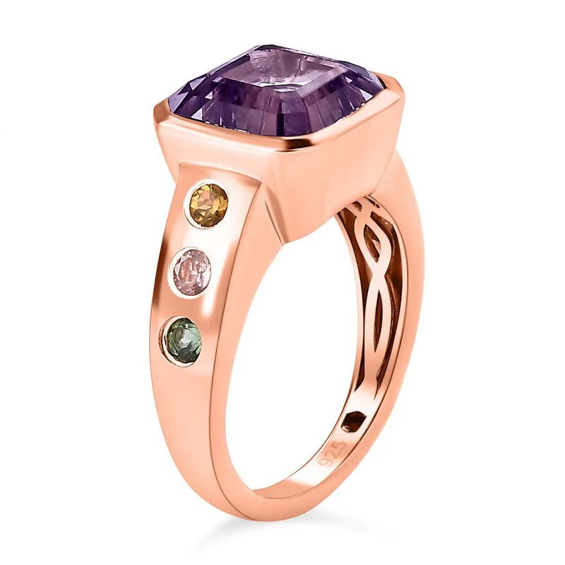Rose De France Amethyst, Mehrfarbiger Turmalin Ring, 925 Silber Rosévergoldet, (Größe 18.00) Ca. 5.12 Ct 7 Rose De France Amethyst, Mehrfarbiger Turmalin Ring, 925 Silber Rosévergoldet, (Größe 18.00) Ca. 5.12 Ct – Bild 5