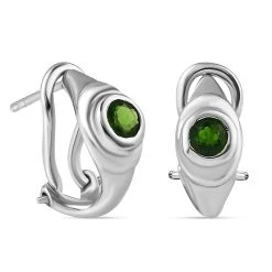 AA Natürlicher Chromdiopsid Ohrringe, 925 Silber Platiniert, Ca. 0.53 Ct