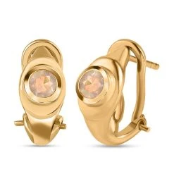 AA Natürlicher, äthiopischer Welo Opal Ohrringe, 925 Silber Vergoldet Ca. 0.31 Ct