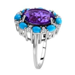 AA Lusaka Amethyst, Sleeping Beauty Türkis Ring, 925 Silber Platiniert (Größe 19.00) Ca. 8.09 Ct -Schmuck Shoplc 7560831 3