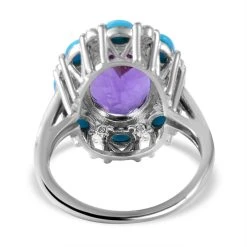 AA Lusaka Amethyst, Sleeping Beauty Türkis Ring, 925 Silber Platiniert (Größe 19.00) Ca. 8.09 Ct -Schmuck Shoplc 7560831 4