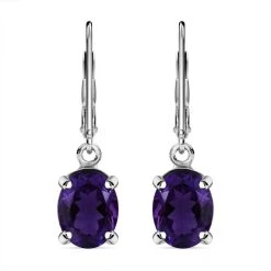 AA Lusaka Amethyst Ohrringe 925 Silber Platiniert Ca. 3.68 Ct