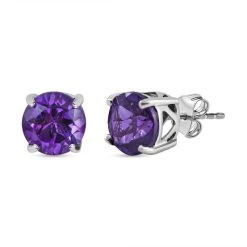 AA Lusaka Amethyst Ohrringe 925 Silber Platiniert Ca. 3.80 Ct