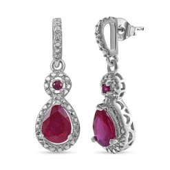 Afrikanischer Rubin (Fissure Gefüllt) Ohrringe 925 Silber Platiniert Ca. 3.19 Ct -Schmuck Shoplc 7560894 2