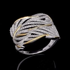 Weißer Diamant Ring, 925 Silber Zweifarbige (Größe 18.00) -Schmuck Shoplc 7561340 1