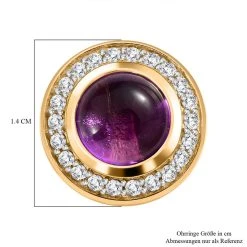 Afrikanischer Amethyst, Weißer Zirkon Ohrringe, 925 Silber Vergoldet Ca. 4.87 Ct -Schmuck Shoplc 7561347 4