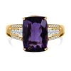 AA Lusaka Amethyst, Weißer Zirkon Ring, 925 Silber Vergoldet (Größe 18.00) Ca. 7.24 Ct