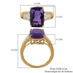 AA Lusaka Amethyst, Weißer Zirkon Ring, 925 Silber Vergoldet (Größe 18.00) Ca. 7.24 Ct 11 AA Lusaka Amethyst, Weißer Zirkon Ring, 925 Silber Vergoldet (Größe 18.00) Ca. 7.24 Ct -Schmuck Shoplc 7561419 4