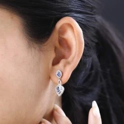 Tansanit Ohrringe, 925 Silber Platiniert Ca. 0.89 Ct -Schmuck Shoplc 7562434 2