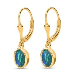 Paraiba Pfau Triplet Quarz Ohrringe, 925 Silber Vergoldet Ca. 2.92 Ct -Schmuck Shoplc 7562466 3