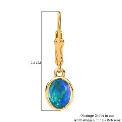 Paraiba Pfau Triplet Quarz Ohrringe, 925 Silber Vergoldet Ca. 2.92 Ct -Schmuck Shoplc 7562466 5