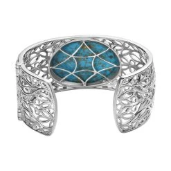 Blaues Türkis Armreif Ca. 19 Cm Reines Messing Platiniert Ca. 59.55 Ct -Schmuck Shoplc 7562583 4