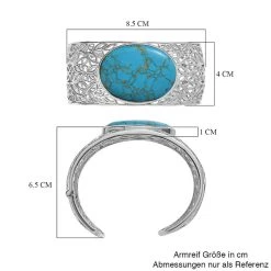 Blaues Türkis Armreif Ca. 19 Cm Reines Messing Platiniert Ca. 59.55 Ct -Schmuck Shoplc 7562583 5