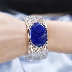 Lapislazuli Armreif Ca. 19 Cm, Platiniert Ca. 76.09 Ct -Schmuck Shoplc 7562603 2