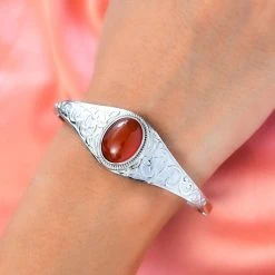 Roter Achat Armreif Ca. 19 Cm Edelstahl Ca. 11.25 Ct -Schmuck Shoplc 7562791 2