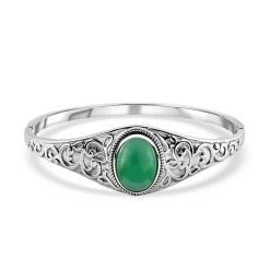 Schmuck Shoplc 19 Grüner Onyx Armreif, Ca. 19 Cm Edelstahl, Ca. 12.12 Ct