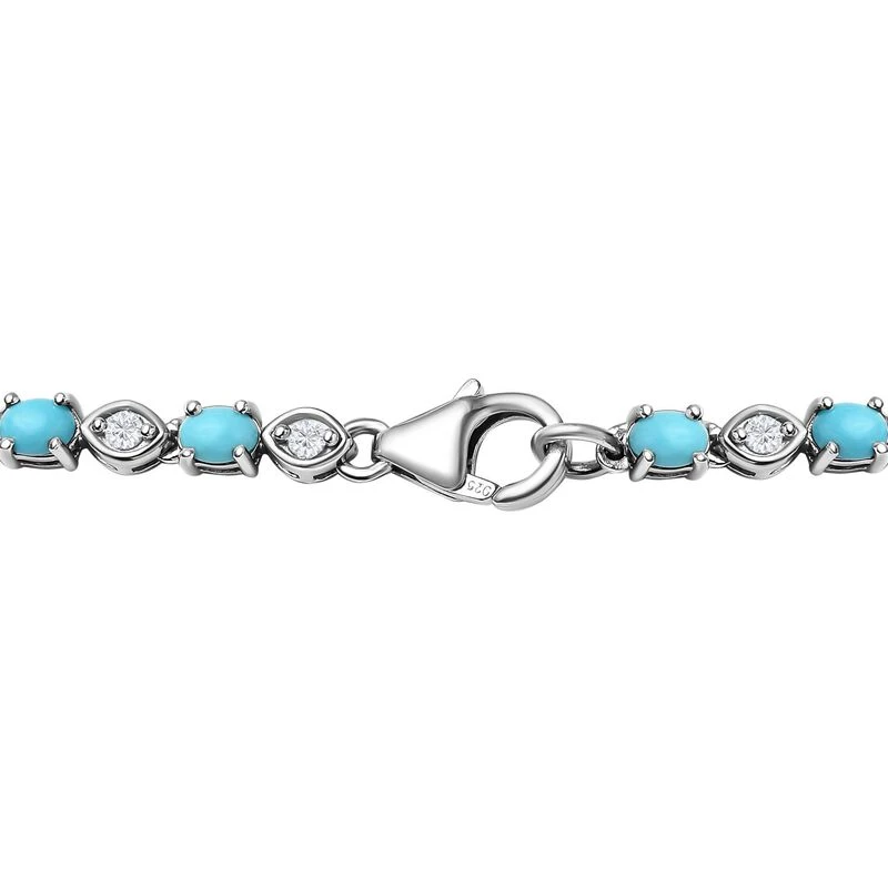 Amerikanische Sleeping Beauty Türkis Halskette, Ca. 45 Cm 925 Silber Platiniert Ca. 13.13 Ct 7 Amerikanische Sleeping Beauty Türkis Halskette, Ca. 45 Cm 925 Silber Platiniert Ca. 13.13 Ct – Bild 5