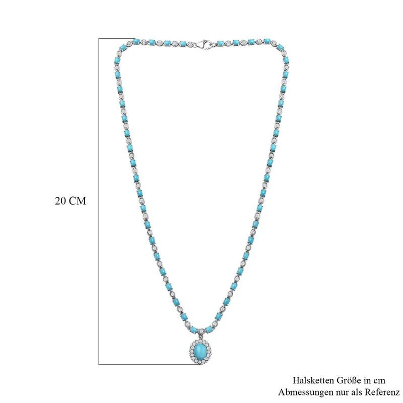 Amerikanische Sleeping Beauty Türkis Halskette, Ca. 45 Cm 925 Silber Platiniert Ca. 13.13 Ct 8 Amerikanische Sleeping Beauty Türkis Halskette, Ca. 45 Cm 925 Silber Platiniert Ca. 13.13 Ct – Bild 6