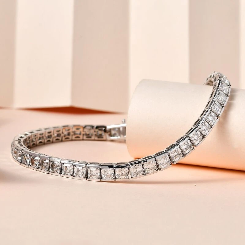 Moissanit Armband Ca. 20 Cm 925 Silber Platiniert Ca. 17.28 Ct 4 Moissanit Armband Ca. 20 Cm 925 Silber Platiniert Ca. 17.28 Ct – Bild 2