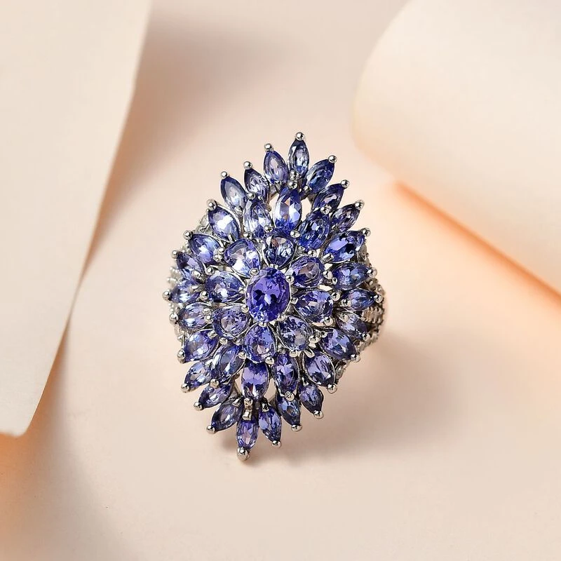 Tansanit Ringe 925 Silber Platiniert (Größe 17.00) Ca. 5.16 Ct 4 Tansanit Ringe 925 Silber Platiniert (Größe 17.00) Ca. 5.16 Ct – Bild 2