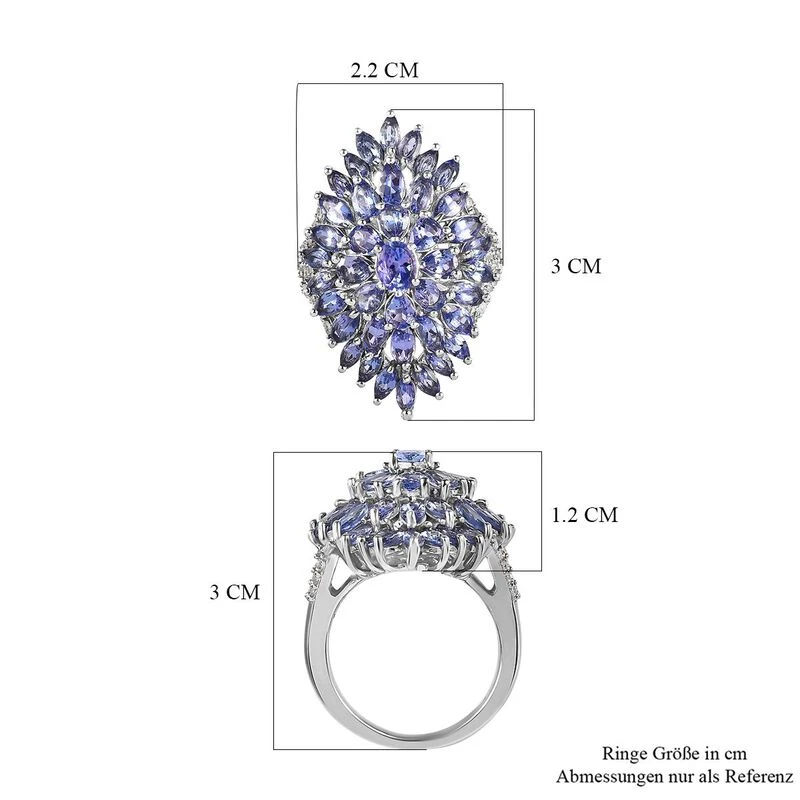 Tansanit Ringe 925 Silber Platiniert (Größe 17.00) Ca. 5.16 Ct 9 Tansanit Ringe 925 Silber Platiniert (Größe 17.00) Ca. 5.16 Ct – Bild 7