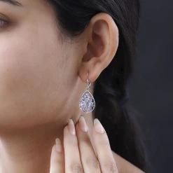 Tansanit Ohrringe, 925 Silber Platiniert Ca. 2.02 Ct -Schmuck Shoplc 7565170 2