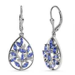 Tansanit Ohrringe, 925 Silber Platiniert Ca. 2.02 Ct -Schmuck Shoplc 7565170 3