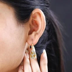 Salamanca Feueropal Ohrringe, 925 Silber Vergoldet Ca. 0.82 Ct -Schmuck Shoplc 7565497 2