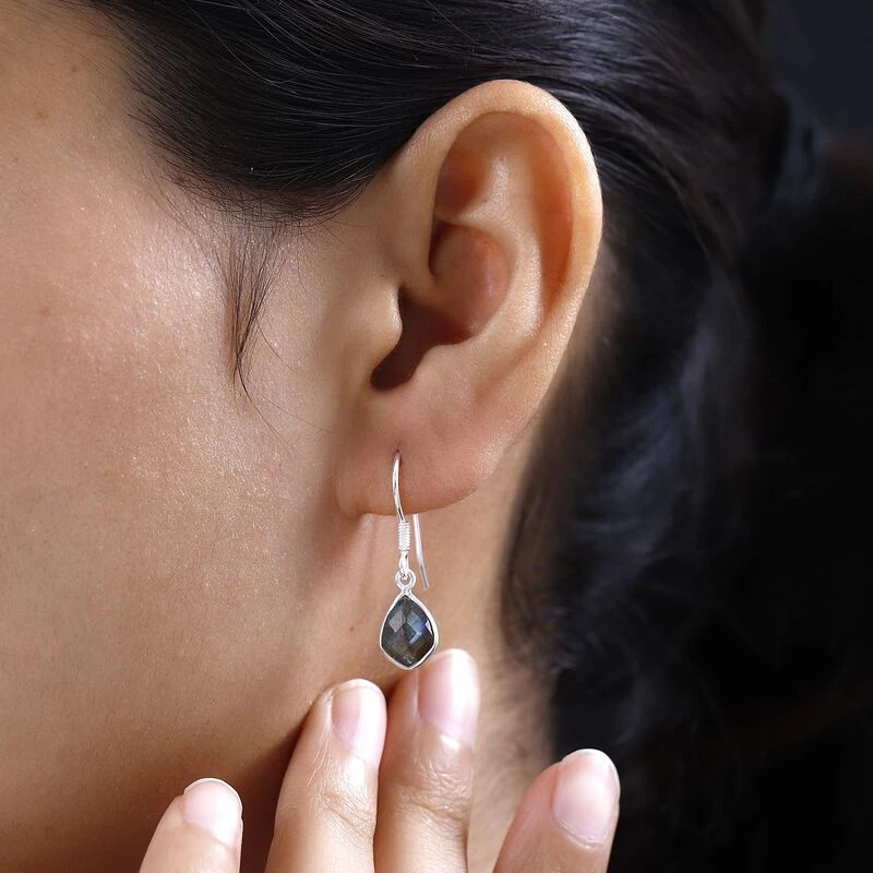 Labradorit Ohrringe 925 Silber Ca. 3.36 Ct 5 Labradorit Ohrringe 925 Silber Ca. 3.36 Ct – Bild 3