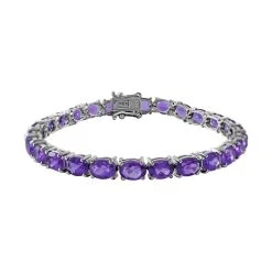 AA Lusaka Amethyst Armband, Ca. 19 Cm 925 Silber Platiniert Ca. 18.20 Ct