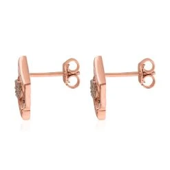 Natürliche Champagner Diamant, Weiße Diamant Ohrringe, 925 Silber Roségold Vermeil Ca. 0.33 Ct -Schmuck Shoplc 7565959 3