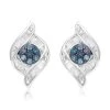Blaue Diamant, Weiße Diamant Ohrringe, 925 Silber Platiniert Ca. 0.33 Ct -Schmuck Shoplc 7566025