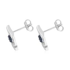 Blaue Diamant, Weiße Diamant Ohrringe, 925 Silber Platiniert Ca. 0.33 Ct -Schmuck Shoplc 7566025 3