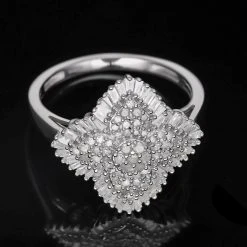 Weißer Diamant Ring, 925 Silber Platiniert (Größe 17.00) Ca. 1.00 Ct -Schmuck Shoplc 7566080 1