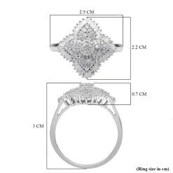 Weißer Diamant Ring, 925 Silber Platiniert (Größe 17.00) Ca. 1.00 Ct -Schmuck Shoplc 7566080 5