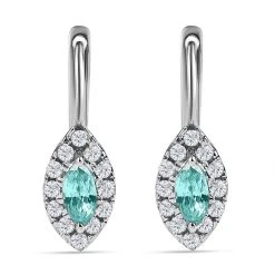 Kambodschanischer, Blauer Zirkon, Weißer Zirkon Ohrringe 925 Silber Platiniert Ca. 1.53 Ct