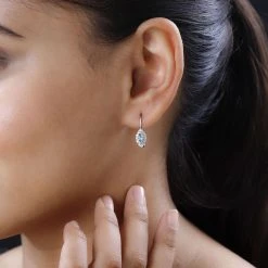 Kambodschanischer, Blauer Zirkon, Weißer Zirkon Ohrringe 925 Silber Platiniert Ca. 1.53 Ct -Schmuck Shoplc 7566099 2