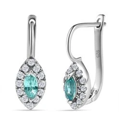 Kambodschanischer, Blauer Zirkon, Weißer Zirkon Ohrringe 925 Silber Platiniert Ca. 1.53 Ct -Schmuck Shoplc 7566099 3