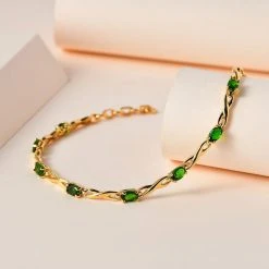 Natürlicher Chromdiopsid Armband Ca. 19 Cm 925 Silber Vergoldet Ca. 2.20 Ct -Schmuck Shoplc 7566369 1