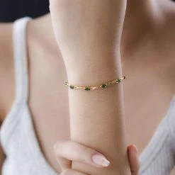 Natürlicher Chromdiopsid Armband Ca. 19 Cm 925 Silber Vergoldet Ca. 2.20 Ct -Schmuck Shoplc 7566369 2