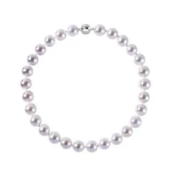 Weiße Muschelkernperle Halskette Ca. 50 Cm 925 Silber Rhodiniert