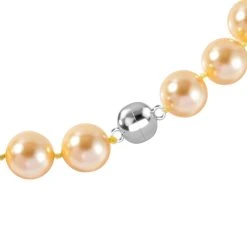 Goldene Muschelkernperle Halskette, Ca. 50 Cm 925 Silber Rhodiniert -Schmuck Shoplc 7566535 2