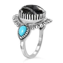 Weißer Büffel, Sleeping Beauty Türkis Ringe 925 Silber Platiniert (Größe 17.00) Ca. 6.37 Ct -Schmuck Shoplc 7566775 4