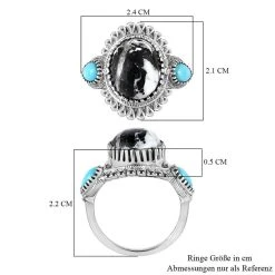 Weißer Büffel, Sleeping Beauty Türkis Ringe 925 Silber Platiniert (Größe 17.00) Ca. 6.37 Ct -Schmuck Shoplc 7566775 6