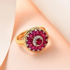 Afrikanischer Rubin (Fissure Gefüllt) Ring 925 Silber Vergoldet (Größe 18.00) Ca. 2.38 Ct -Schmuck Shoplc 7566914 1