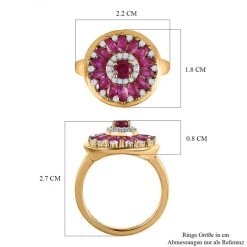 Afrikanischer Rubin (Fissure Gefüllt) Ring 925 Silber Vergoldet (Größe 18.00) Ca. 2.38 Ct -Schmuck Shoplc 7566914 6
