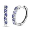 Tansanit, Weißer Zirkon Ohrringe, 925 Silber Platiniert Ca. 0.99 Ct -Schmuck Shoplc 7566944